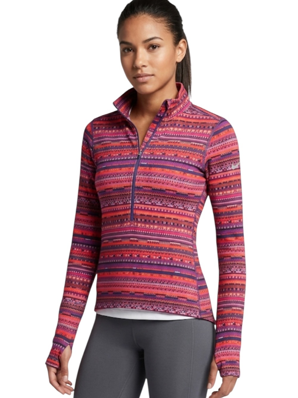 Nike Pro Hyperwarm Running Jacket Half Zip Thumb Holes Aztec Women Medium
DD